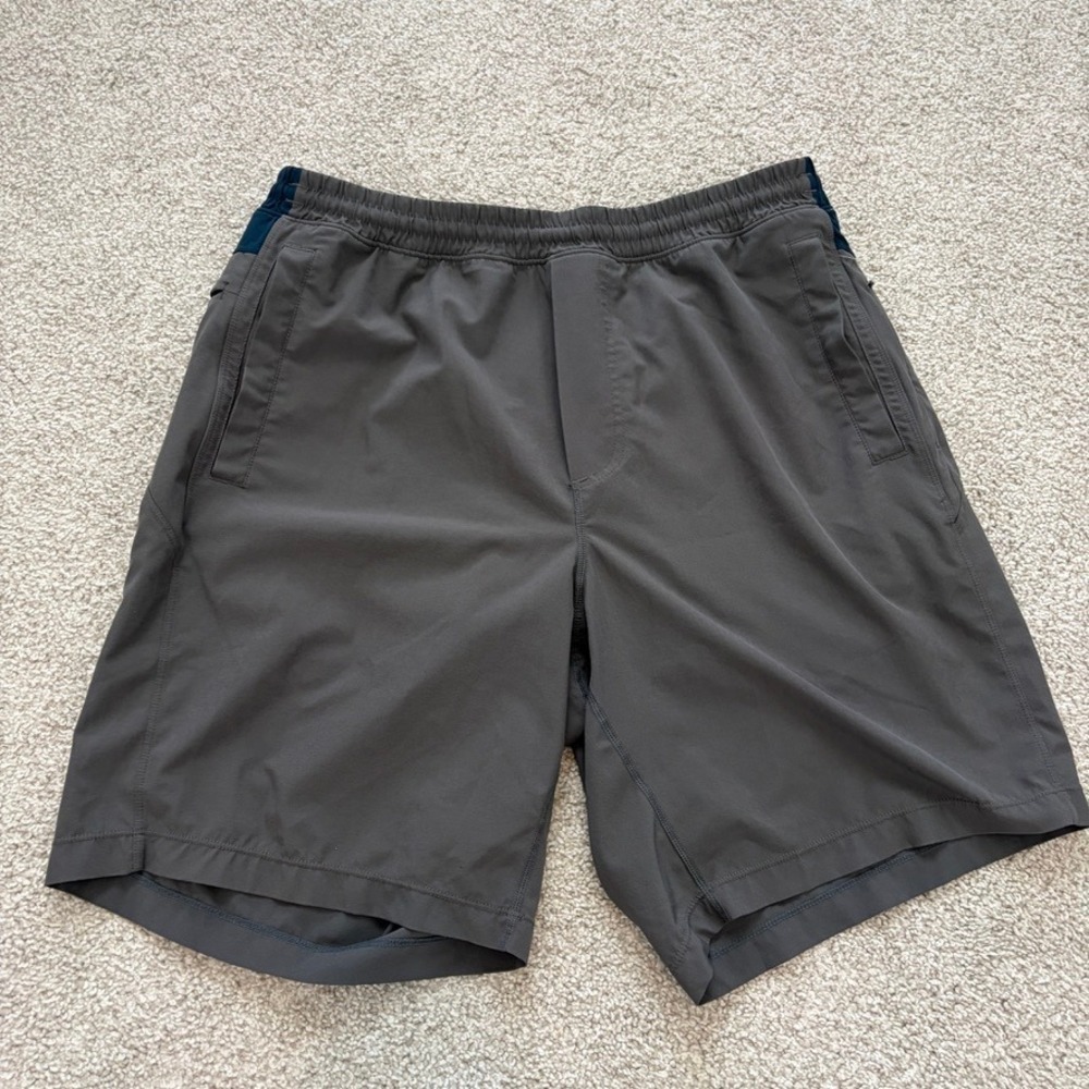 Birddogs Athletic Shorts Mens XL Long Gray Blue Lined Gym Workout Comfort